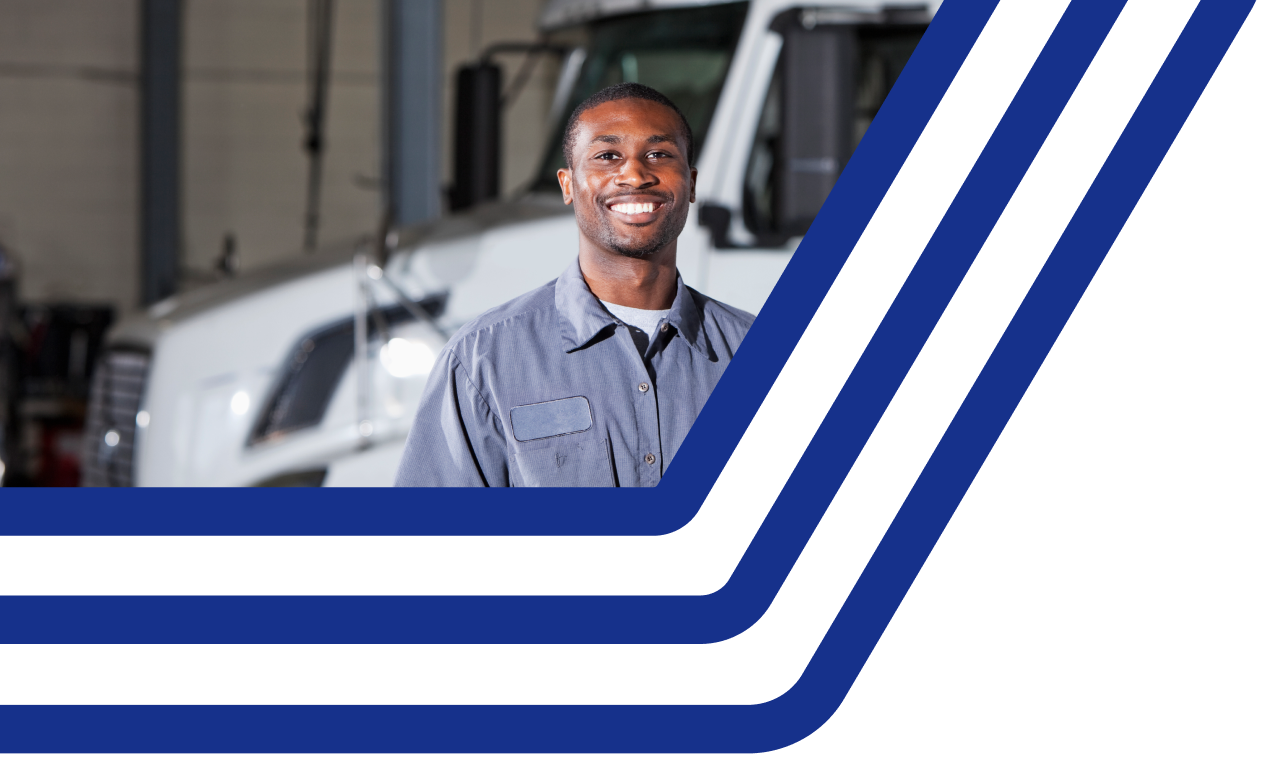 Truck technician in warehouse